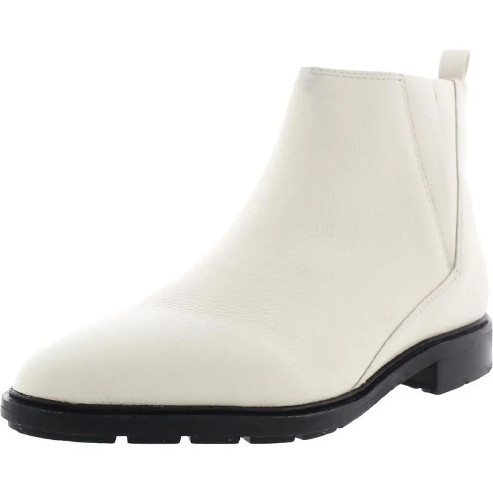 Via Spiga Womens Emelin White Leather Pull On Chelsea Boots Shoes New